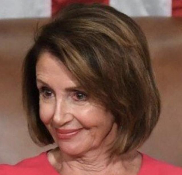 The hairline of Nancy Pelosi